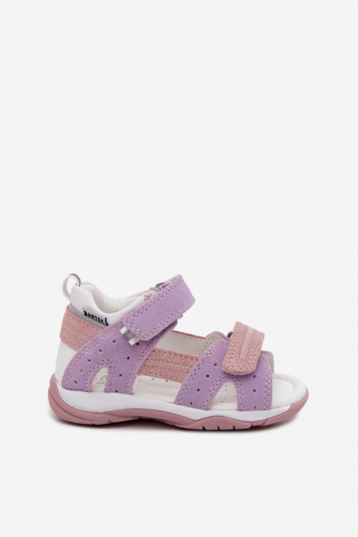 Zomšinės basutės vaikams Bartek 84409-66 violetinės spalvos