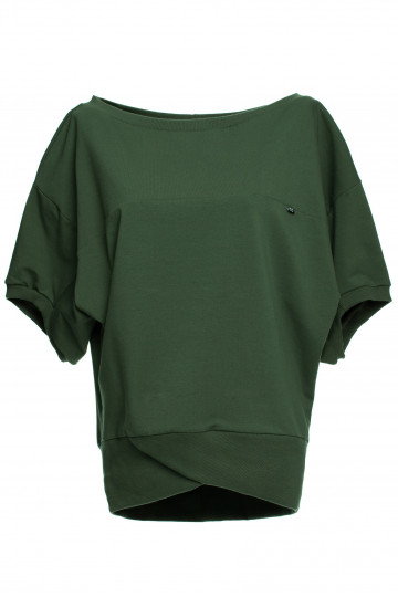 Karinės žalios spalvos oversized palaidinė su apvyniojimo detalėmis 2