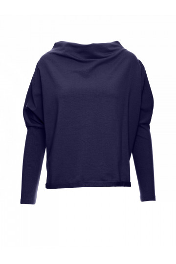 Tamsiai mėlyna oversized palaidinė su V formos iškirpte nugaroje 2