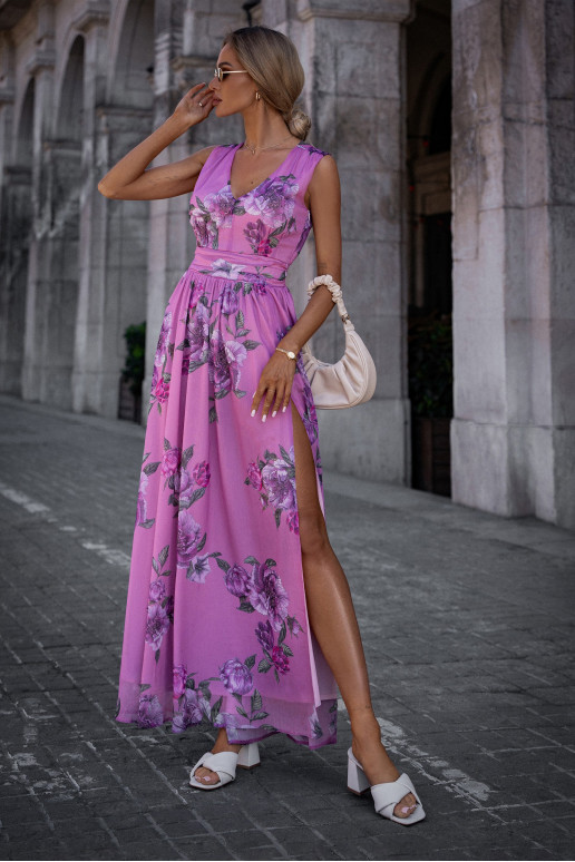 Chifono maxi suknelė su skeltuku - modelis 3