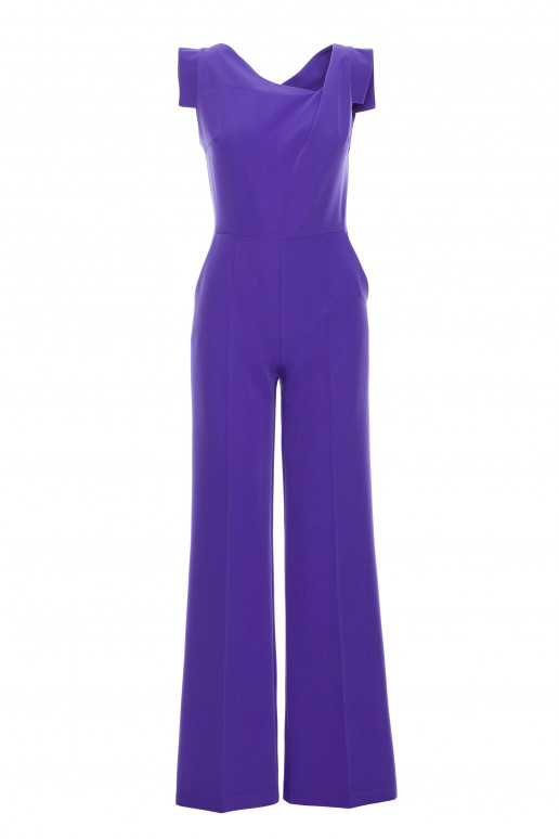 Elegantiškas kombinezonas su asimetriška iškirpte - violetinis