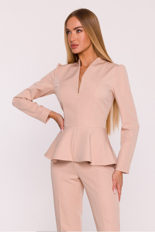 Smėlio spalvos kombinezonas su peplumu