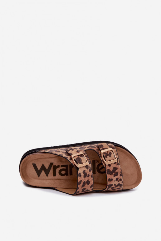 Moteriškos šlepetės su platforma su sagtimis Wrangler 20261072.92A su leopardo kailio raštais