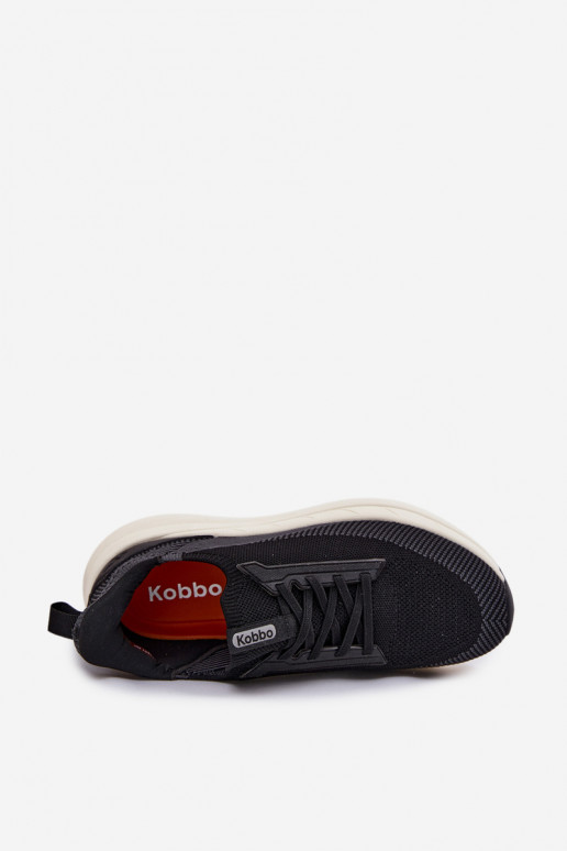 Vyriški sportiniai bateliai įsispiriami su platforma Kobbo 102421 juodos spalvos