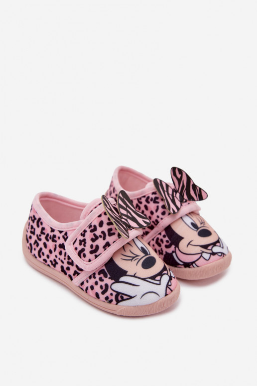 Šlepetės vaikams su lipniais užsegimais MINNIE MOUSE rožinės spalvos Serafina