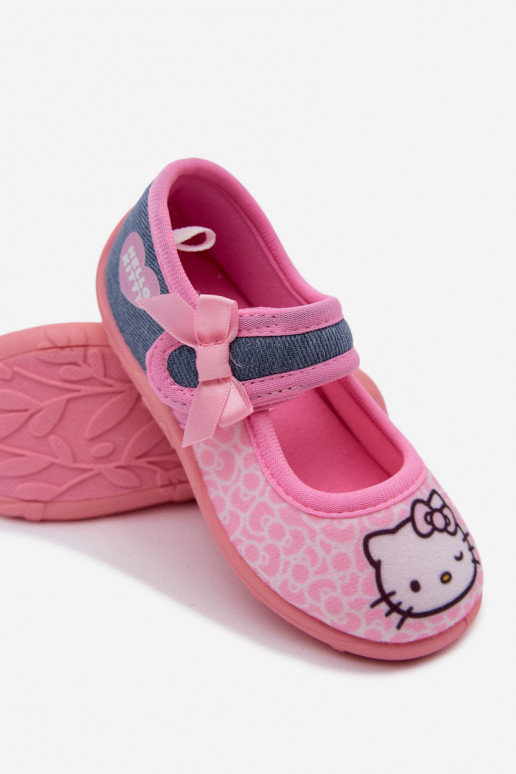 balerinos   Šlepetės vaikams su lipniais užsegimais HELLO KITTY rožinės spalvos Shani
