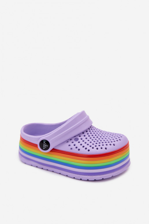  Šlepetės  Vaikiški Z Kolorowymi Paseczkami Violetinės spalvos Tansy