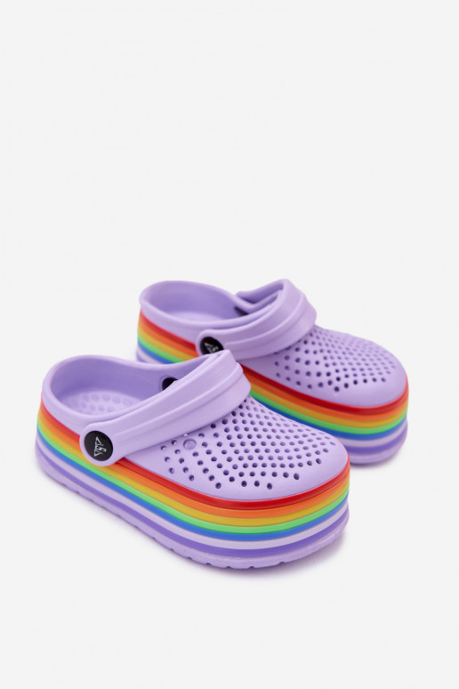  Šlepetės  Vaikiški Z Kolorowymi Paseczkami Violetinės spalvos Tansy