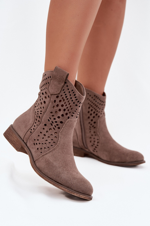 Smėlio spalvos ažūriniai aulinukai su...
