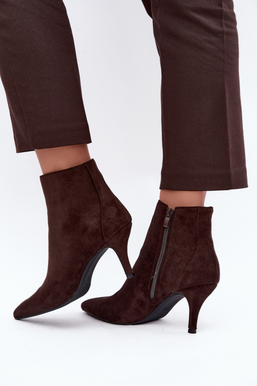 Aulinukai su plonais kulniukais Ze Szpiczastym Noskiem iš eko zomšos Czekoladowe Niretta
