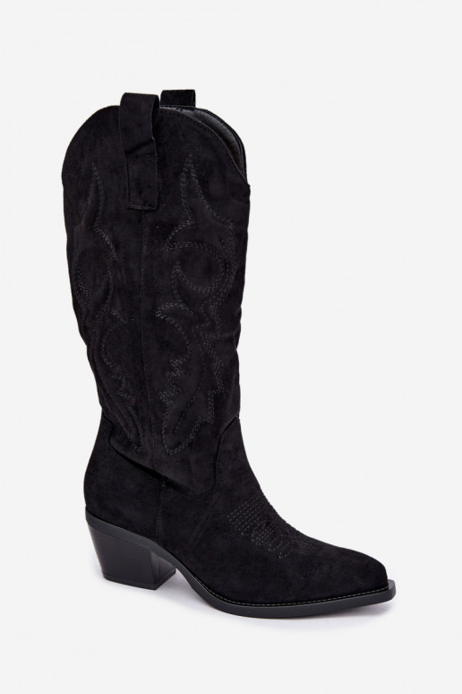 ilgaauliai batai kaubojiško stiliaus  su kulniukais Juodos spalvos Wesly