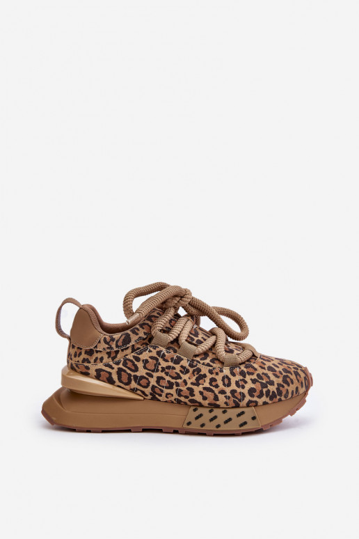 iš zomšos  modelio batai  su platforma Z Grubym m su leopardo kailio raštais Artiker 55C0135 rudos spalvos