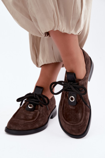 batai Barefoot  Z Naturalnego Zamszu D&A CR62-3460 Czekoladowe 2