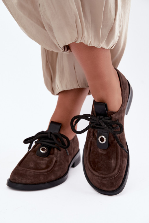 batai Barefoot  Z Naturalnego Zamszu D&A CR62-3460 Czekoladowe