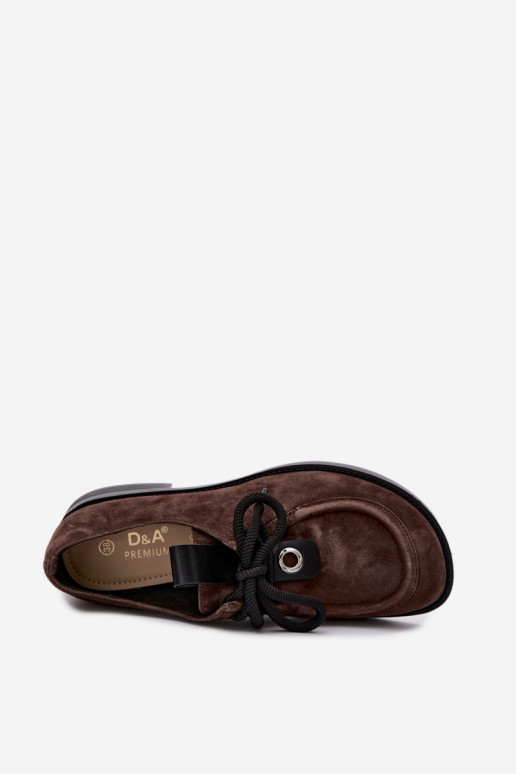 batai Barefoot  Z Naturalnego Zamszu D&A CR62-3460 Czekoladowe