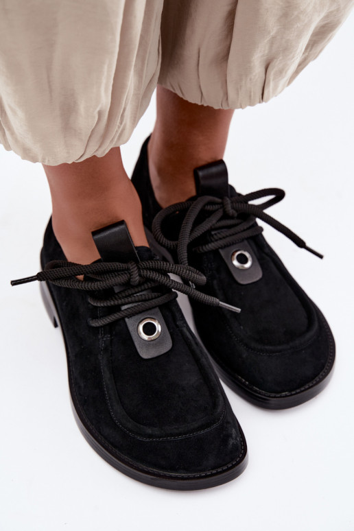 batai Barefoot  Z Naturalnego Zamszu D&A CR62-3460 Juodos spalvos