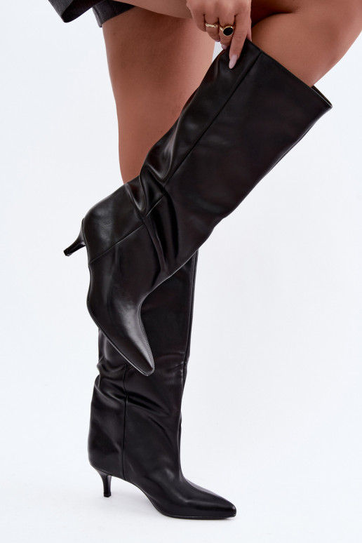 Įsispiriamo modelio  moteriški ilgaauliai batai su kulniukais Juodos spalvos Desya