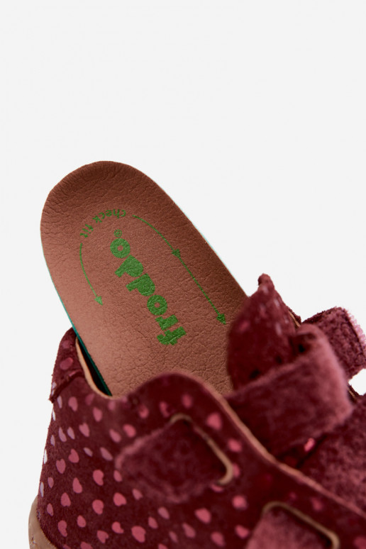 iš zomšos batai  Barefoot Vaikiški su širdutėmis Froddo G2130328-66 bordo spalvos