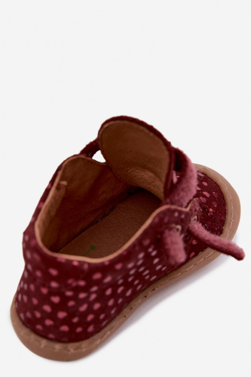 iš zomšos batai  Barefoot Vaikiški su širdutėmis Froddo G2130328-66 bordo spalvos