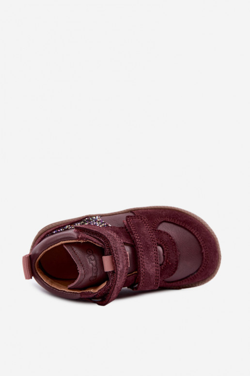  Barefoot Vaikiški natūralios zomšosowa FRODDO G2110157-4 bordo spalvos