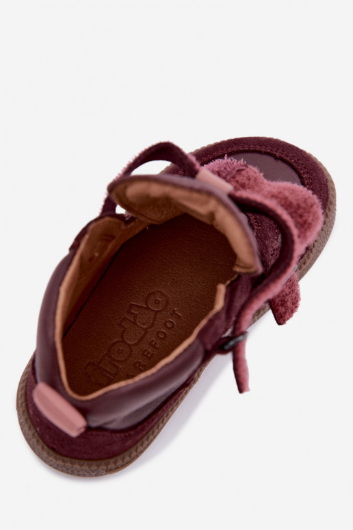  Barefoot Vaikiški natūralios zomšosowa FRODDO G2110157-4 bordo spalvos