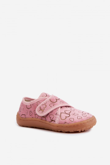 Šlepetės vaikams su lipniais užsegimais Barefoot  Froddo G1700438-18 rožinės spalvos
