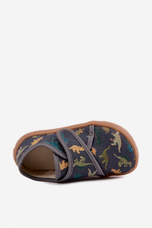 Šlepetės Vaikiški berniukų su lipniais užsegimais Barefoot  Froddo G1700438-26 pilkos spalvos