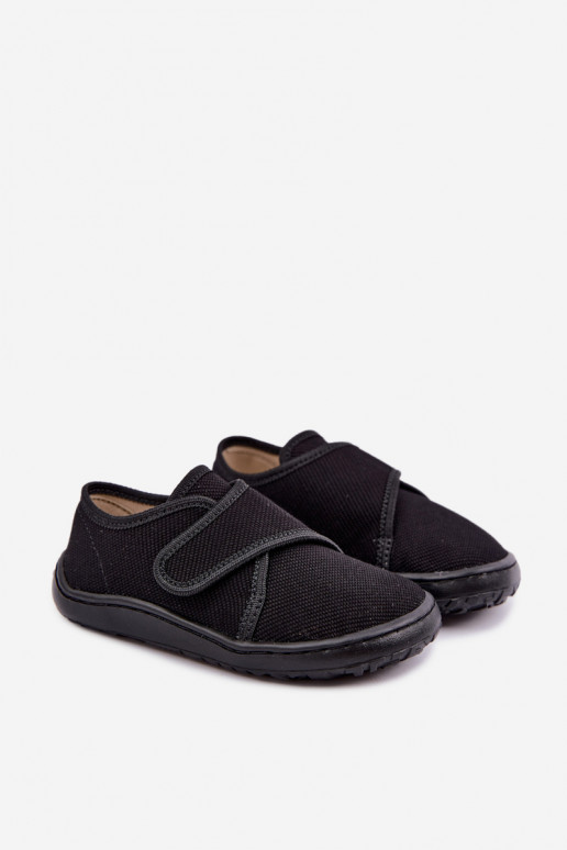 Šlepetės Vaikiški berniukų su lipniais užsegimais Barefoot Froddo G1700438-15 Juodos spalvos