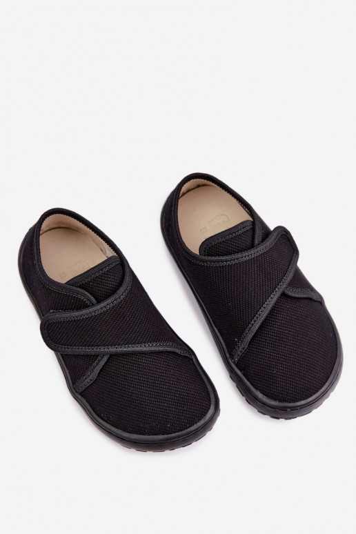 Šlepetės Vaikiški berniukų su lipniais užsegimais Barefoot Froddo G1700438-15 Juodos spalvos