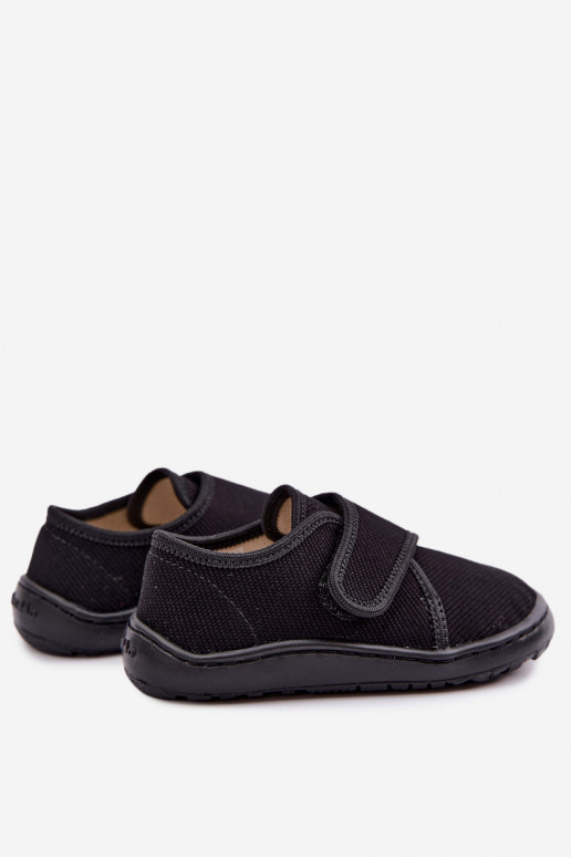 Šlepetės Vaikiški berniukų su lipniais užsegimais Barefoot Froddo G1700438-15 Juodos spalvos