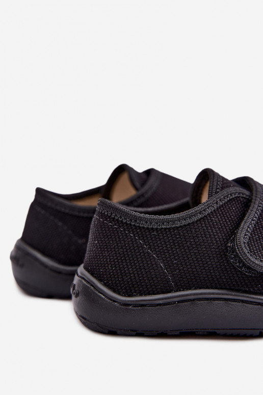 Šlepetės Vaikiški berniukų su lipniais užsegimais Barefoot Froddo G1700438-15 Juodos spalvos