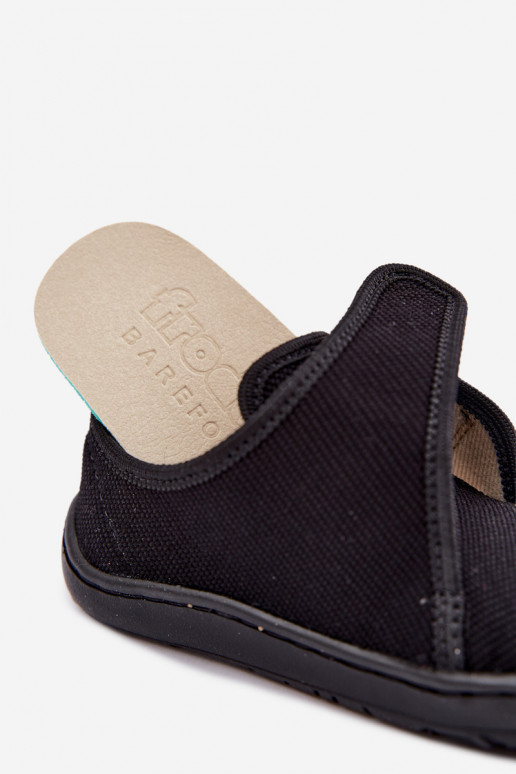Šlepetės Vaikiški berniukų su lipniais užsegimais Barefoot Froddo G1700438-15 Juodos spalvos