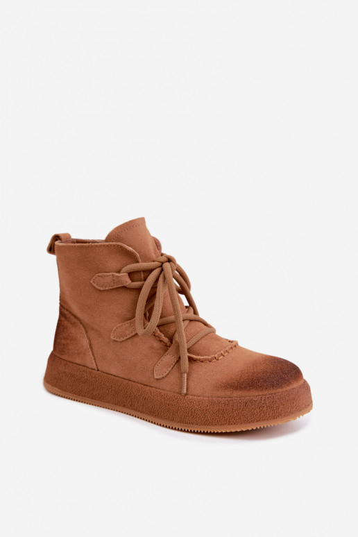 pašiltinti Aulinukai Z Naturalnego Zamszu Artiker 59C1128 Camel