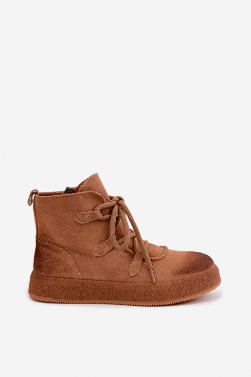 pašiltinti Aulinukai Z Naturalnego Zamszu Artiker 59C1128 Camel