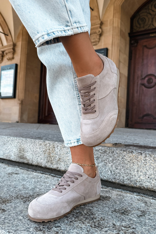 modelio batai Barefoot Z Naturalnego Zamszu Zazoo N1422 smėlio spalvos
