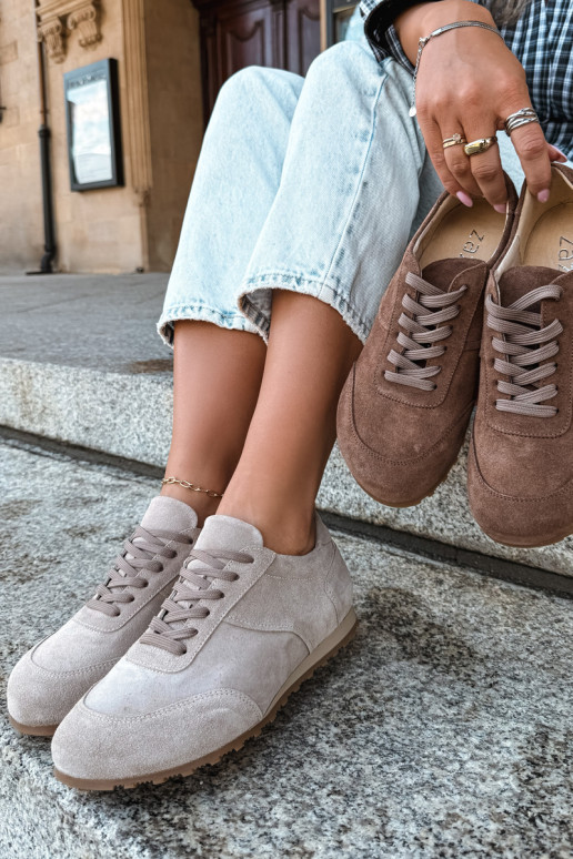  modelio batai Barefoot Z Naturalnego Zamszu Zazoo N1422 smėlio spalvos