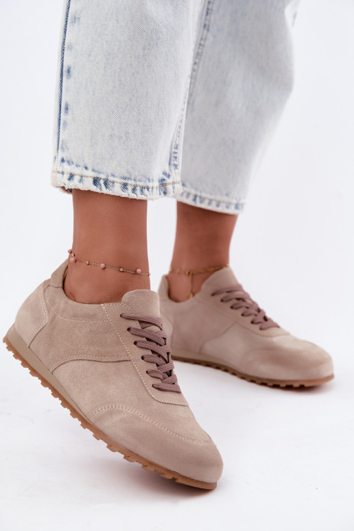  modelio batai Barefoot Z Naturalnego Zamszu Zazoo N1422 smėlio spalvos