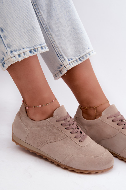  modelio batai Barefoot Z Naturalnego Zamszu Zazoo N1422 smėlio spalvos