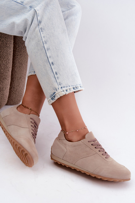  modelio batai Barefoot Z Naturalnego Zamszu Zazoo N1422 smėlio spalvos