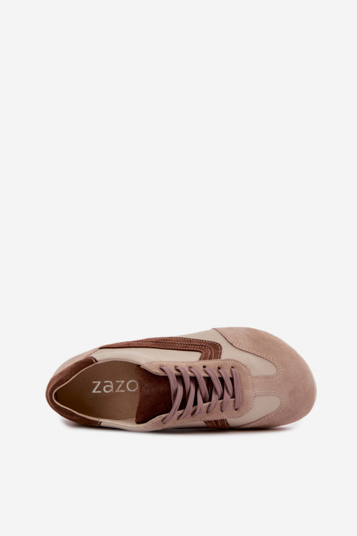  iš zomšos  modelio batai Barefoot  Zazoo N1400 smėlio spalvos