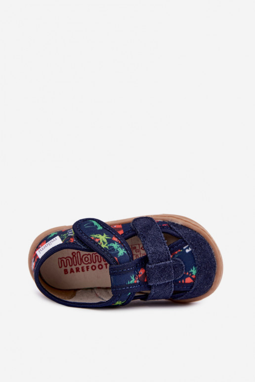 Šlepetės Barefoot Vaikiški Milami Dżungla tamsiai mėlynos spalvos Lumi