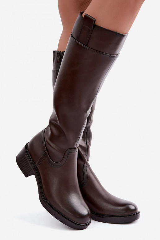 ilgaauliai batai žemu kulniuku pašiltinti Sergio Leone KZ-22 Czekoladowe