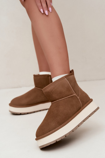 sniego batai Z Naturalnego Zamszu pašiltinti su kailiuku viduje Big Star UU274692 Camel 2