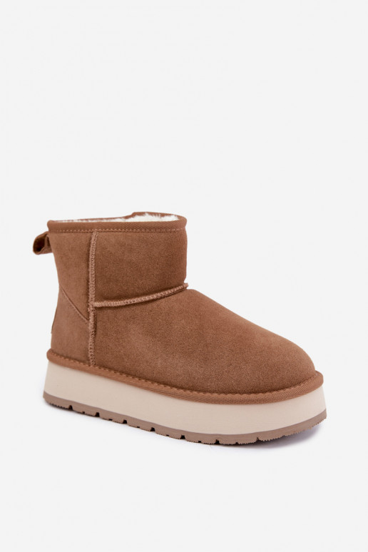 sniego batai Z Naturalnego Zamszu pašiltinti su kailiuku viduje Big Star UU274692 Camel