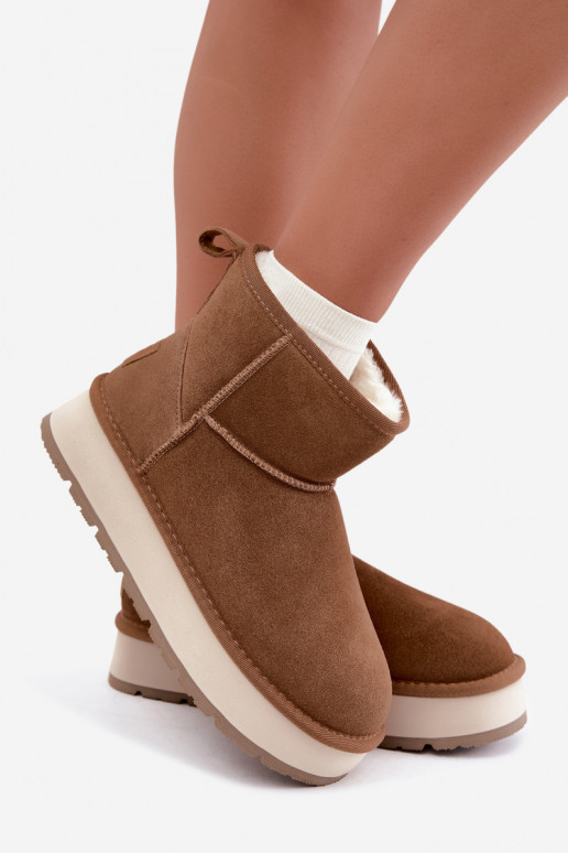 sniego batai Z Naturalnego Zamszu pašiltinti su kailiuku viduje Big Star UU274692 Camel