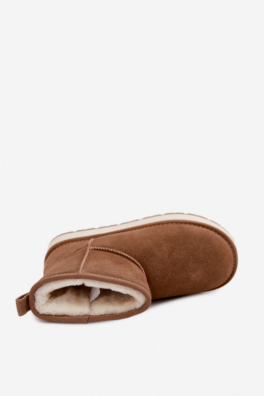 sniego batai Z Naturalnego Zamszu pašiltinti su kailiuku viduje Big Star UU274692 Camel