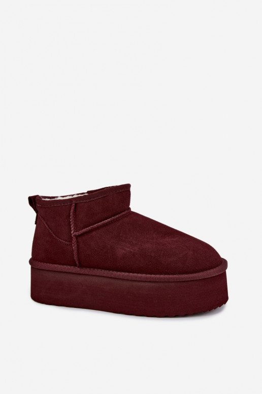 sniego batai  Z Naturalnego Zamszu bordo spalvos Mairene