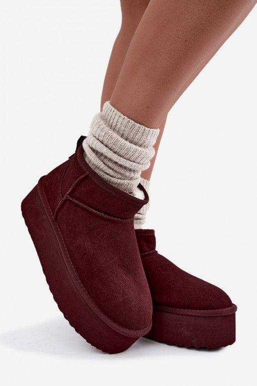 sniego batai  Z Naturalnego Zamszu bordo spalvos Mairene