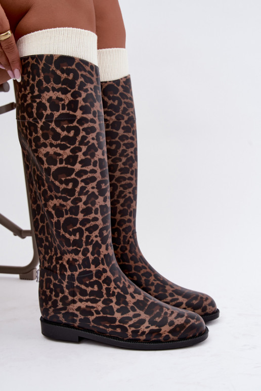  Guminiai batai  su plačiais kulniukais su leopardo kailio raštais Melianne