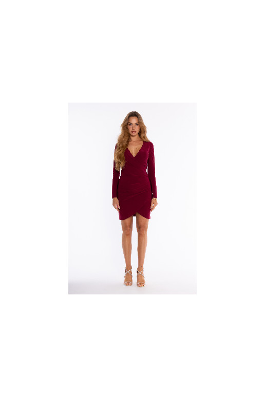 Voko stiliaus mini suknelė bordo